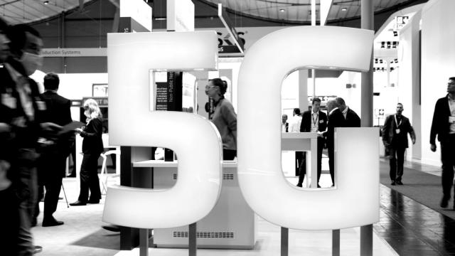 Logo del 5G en un evento en Alemania.