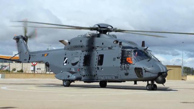 El NH90 Standard 3 en su llegada a Albacete.