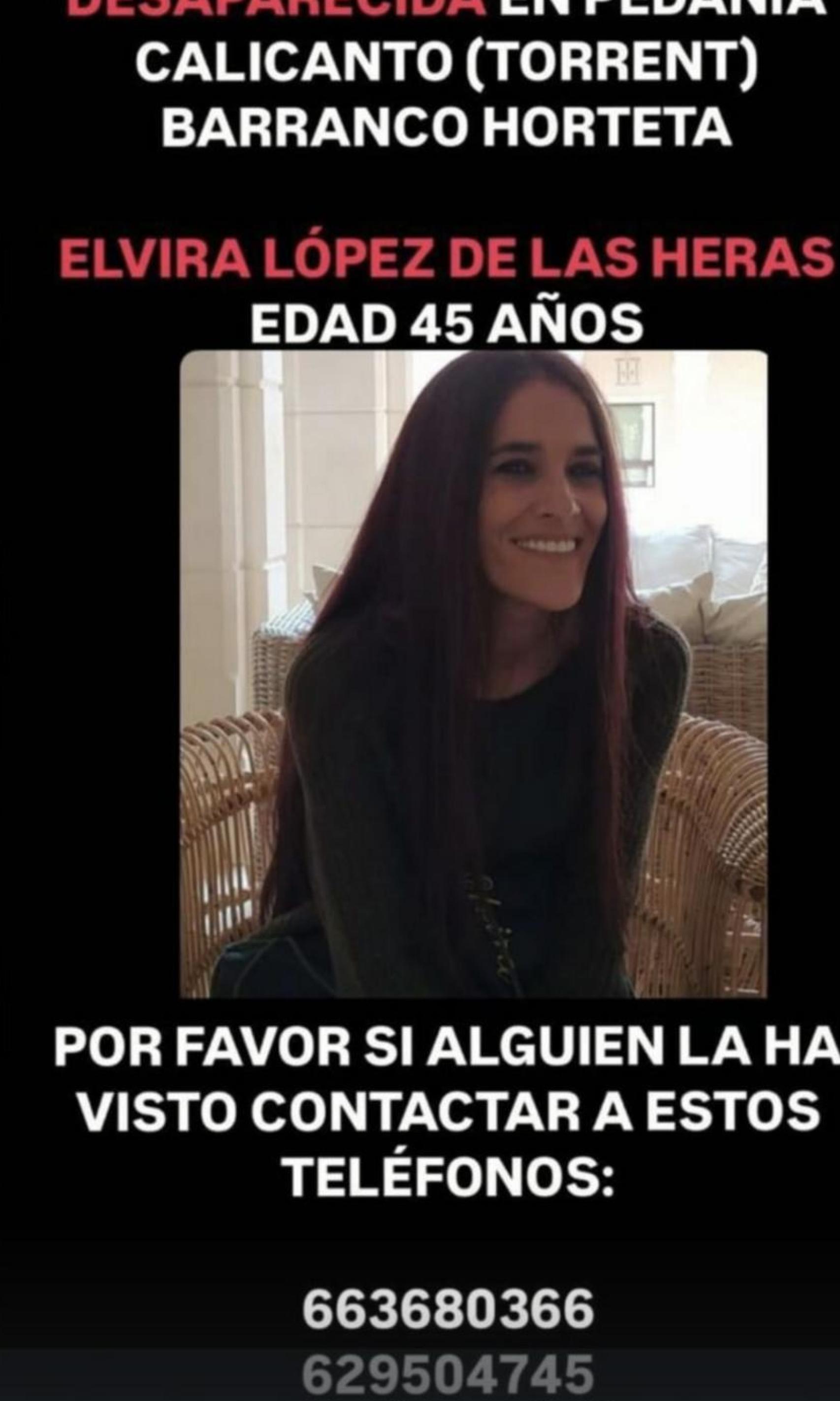 Los allegado de Elvira López están distribuyendo a través de redes sociales su fotografía con dos teléfonos de contacto.