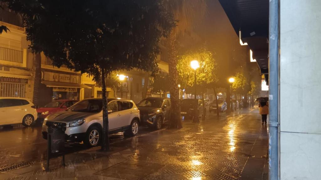 Lluvias intensas en Huelva durante la noche.