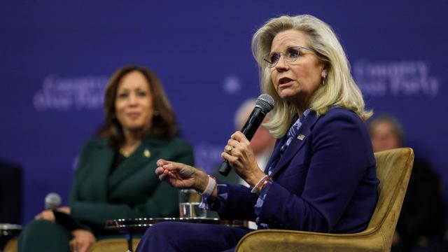 La excongresista Liz Cheney durante un foro abierto organizado por la candidata demócrata Kamala Harris, en Malvern (Pensilvania) el pasado 21 de octubre.