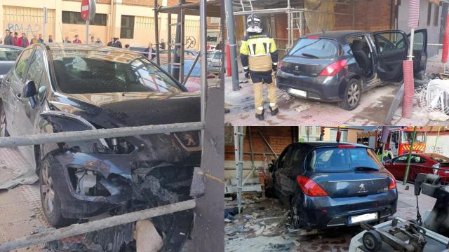 Un coche choca contra un andamio en Burgos