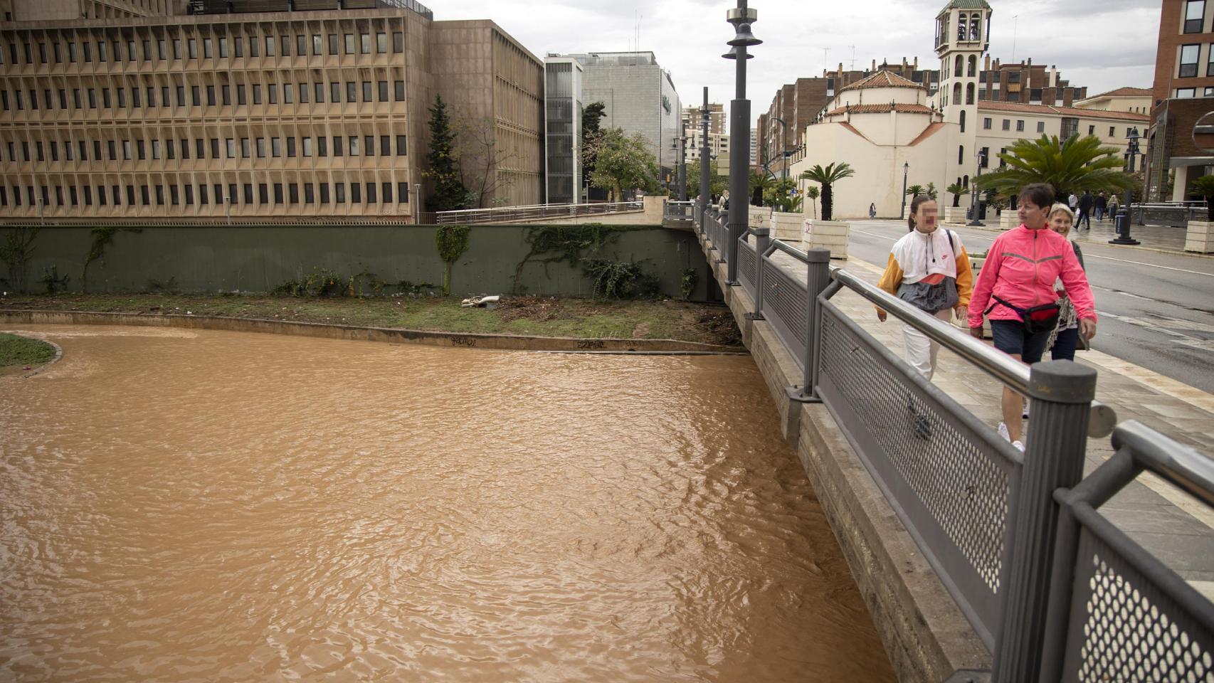 El Guadalmedina con agua.