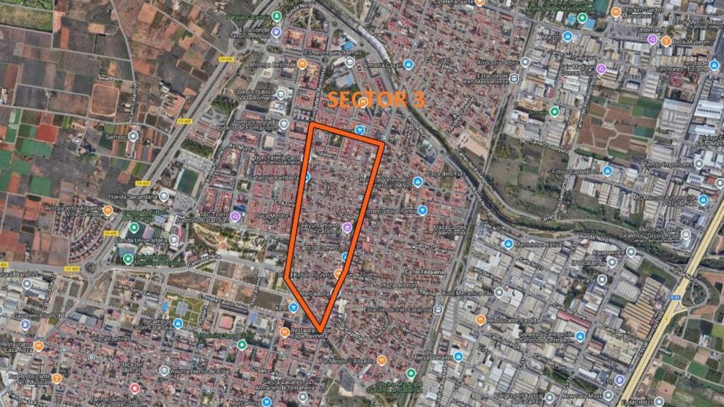 Plano provisional de la zona de trabajo asignada a Aragón en el municipio de Catarroja.