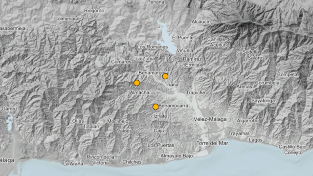 Tres seísmos en apenas tres días en la Axarquía de Málaga.