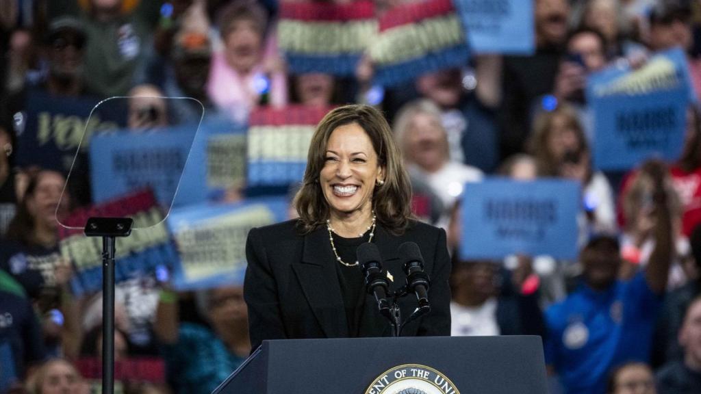 Kamala Harris, durante uno de sus mítines en campaña.