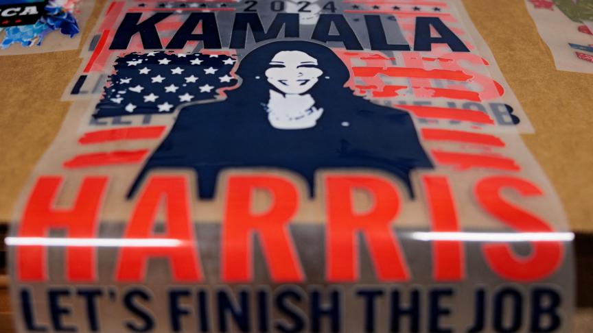 Merchandising de campaña de Kamala Harris.