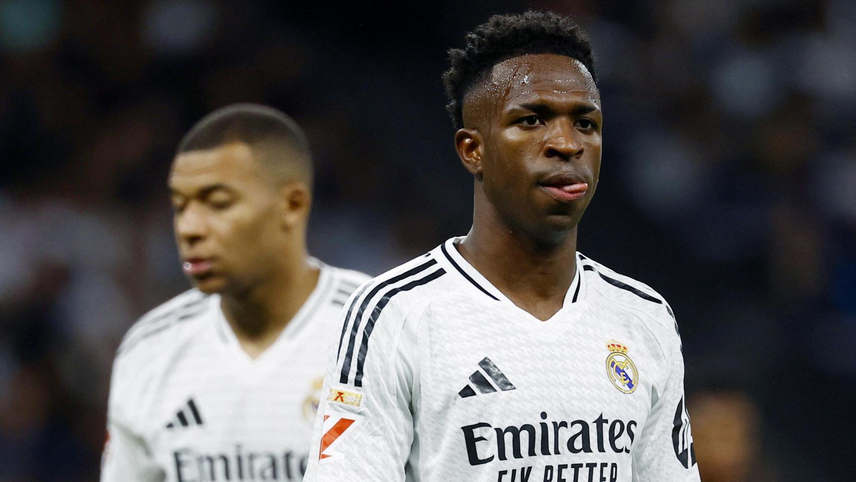 Vinicius y Mbappé, durante el partido contra el Barça.