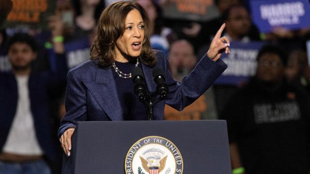 La candidata demócrata a las elecciones de EEUU, Kamala Harris, este domingo en Michigan.