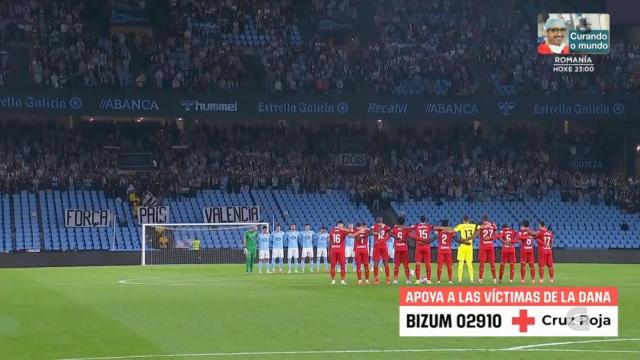 Momento captado por la TVG en el que se podía ver parte de la grada vacía.