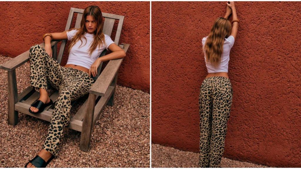 Pantalón rebajado de Zara con estampado de leopardo.