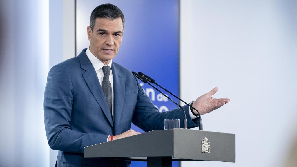 El presidente del Gobierno, Pedro Sánchez, durante la rueda de prensa posterior al Consejo de Ministros este martes.