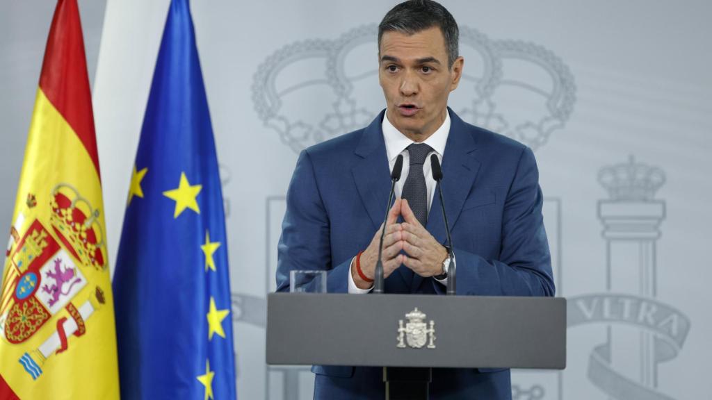 El presidente del Gobierno, Pedro Sánchez, este martes en Moncloa.