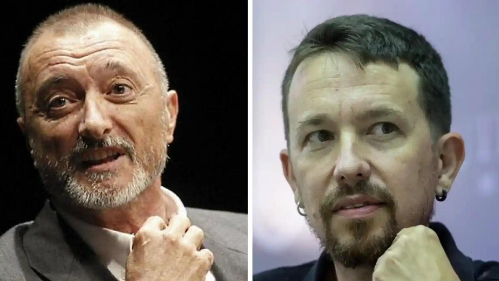 Pérez-Reverte y Pablo Iglesias en un fotomontaje.