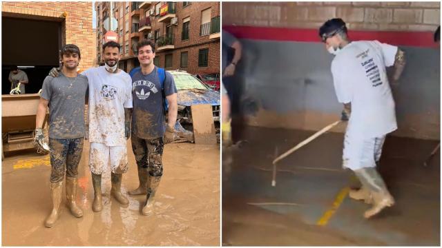 El futbolista Rubén García ayuda en Paiporta tras la DANA