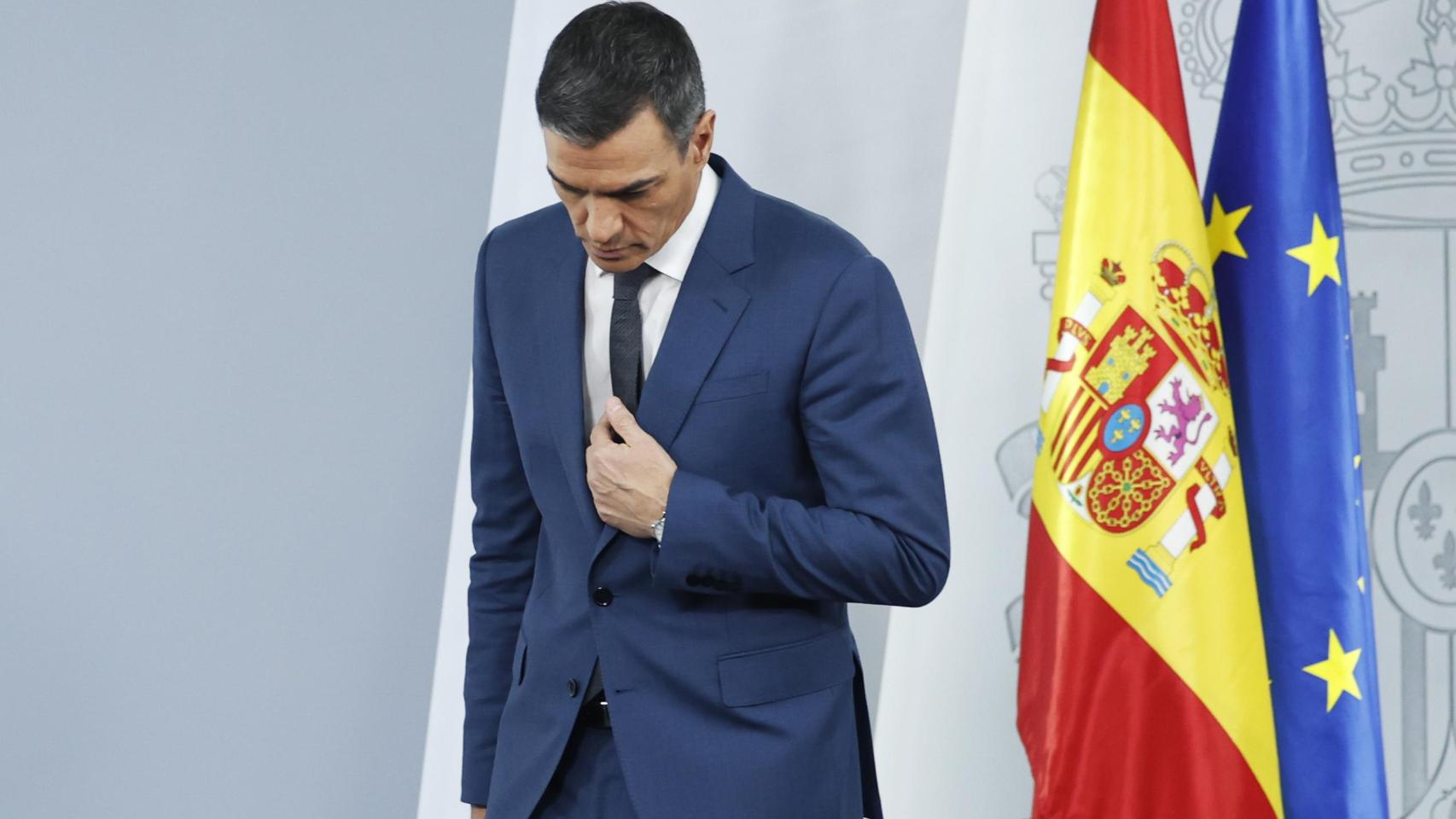 El presidente del Gobierno, Pedro Sánchez, este martes en Moncloa.