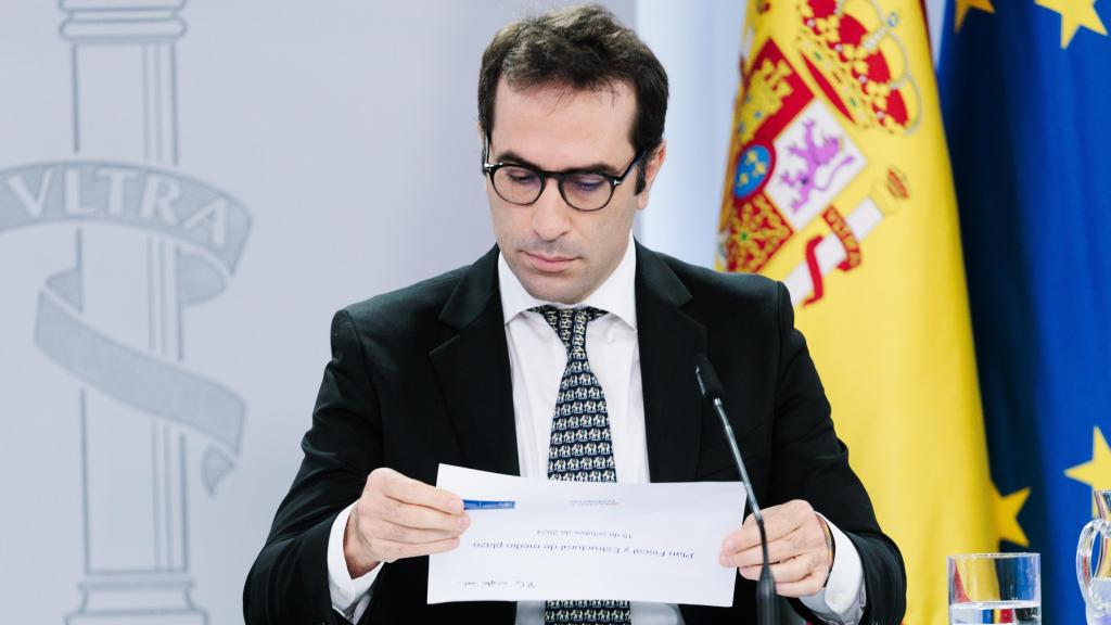 El ministro de Economía, Comercio y Empresa, Carlos Cuerpo, durante una rueda de prensa posterior a la reunión del Consejo de Ministros.