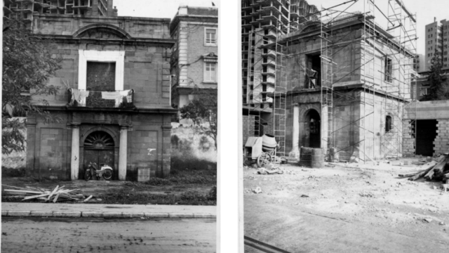 Imagen de la capilla del puerto de Málaga en el traslado de ubicación.