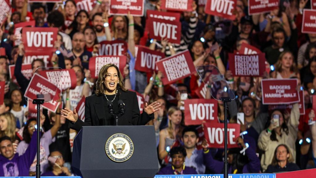 Kamala Harris, en un mitin de campaña.