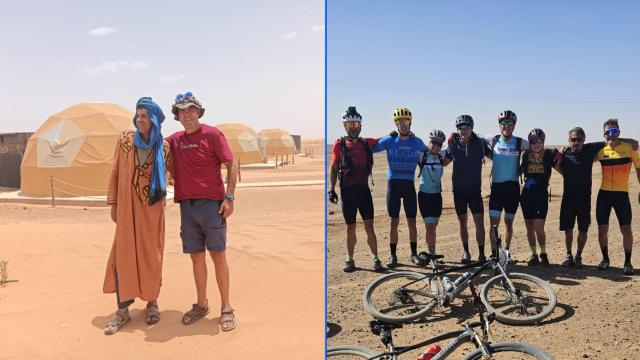 Juan Antonio Planelles, fundador de Bike Sport Alicante, junto a un grupo de ciclistas en una expedición en Marruecos.