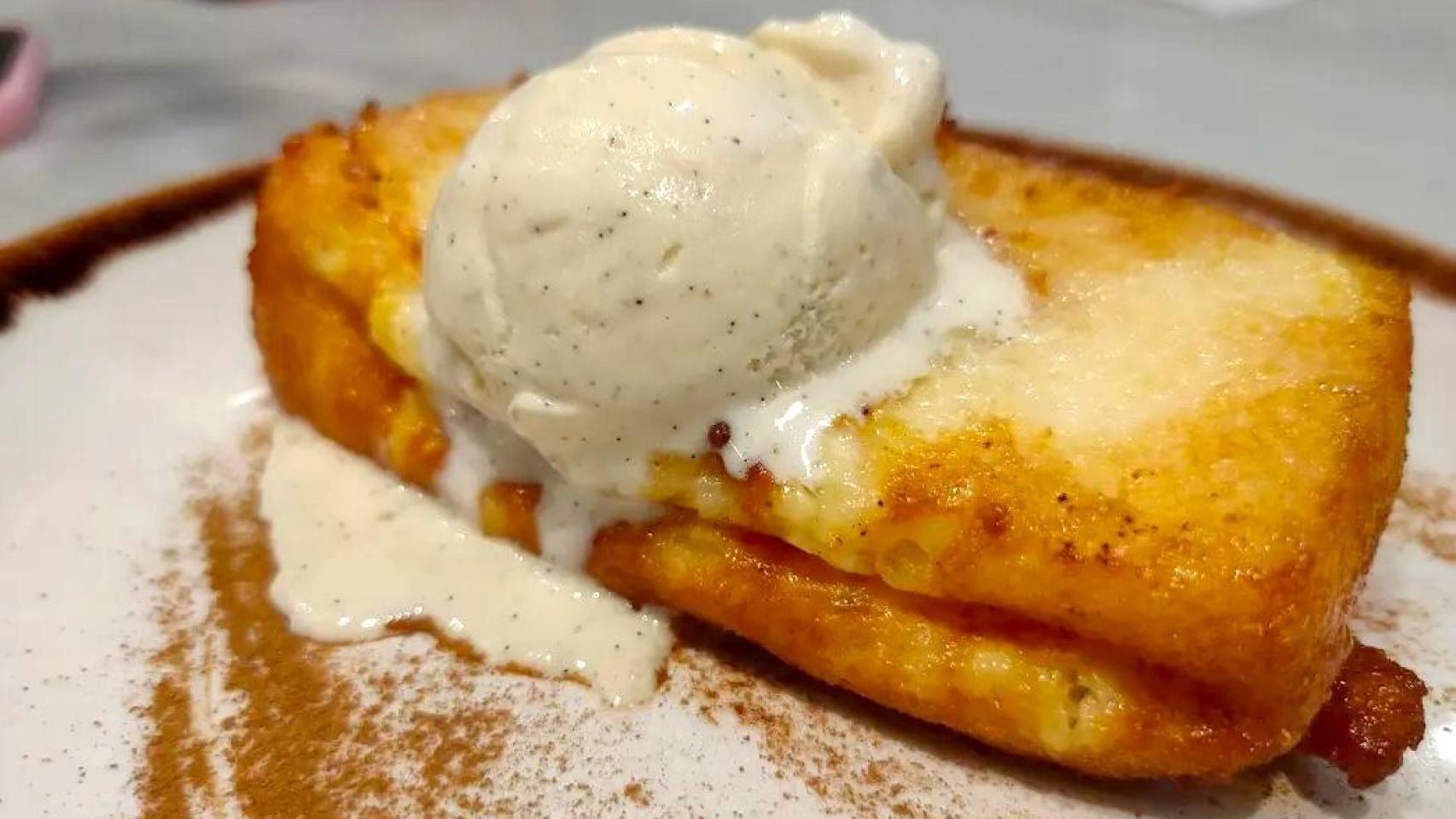 Torrija del restaurante Casa Lac, en Zaragoza.