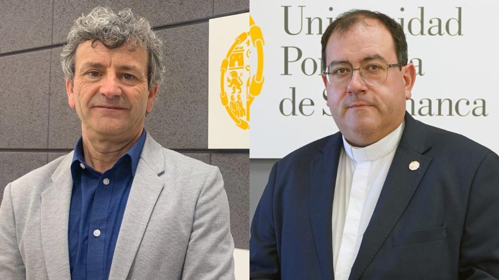 Raimundo Castaño y Roman Ángel Pardo, nuevos decanos de Educación y Teología de la UPSA, en un montaje de EL ESPAÑOL