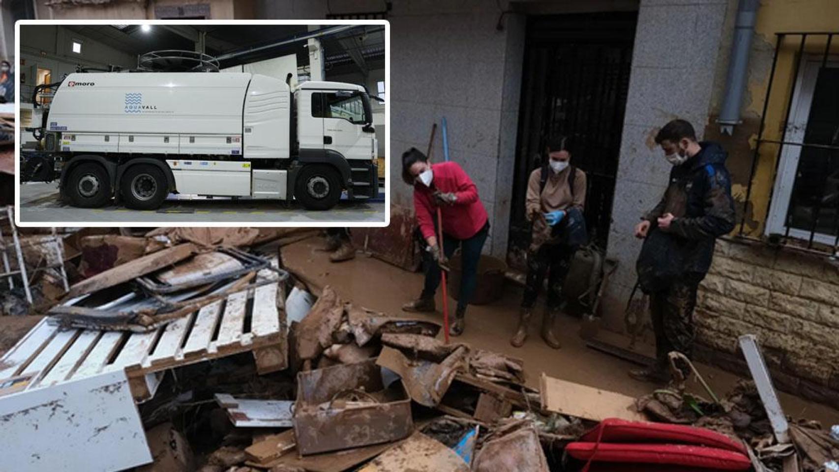 El camión que enviará Valladolid y vecinos de Aldaia limpiando las calles