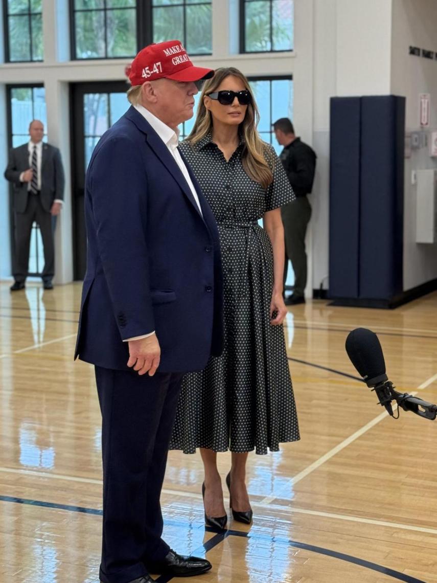 Melania fue a votar con un vestido de Dior.