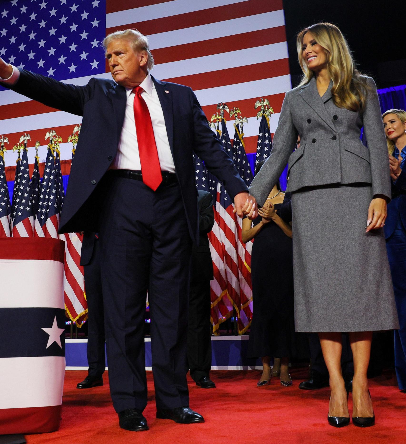 La pareja presidencial celebrando su victoria.