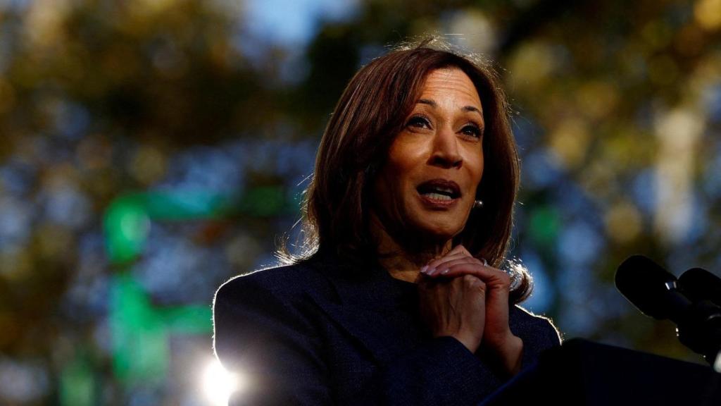 Kamala Harris, durante un evento de campaña en Washington Crossing, Pensilvania.