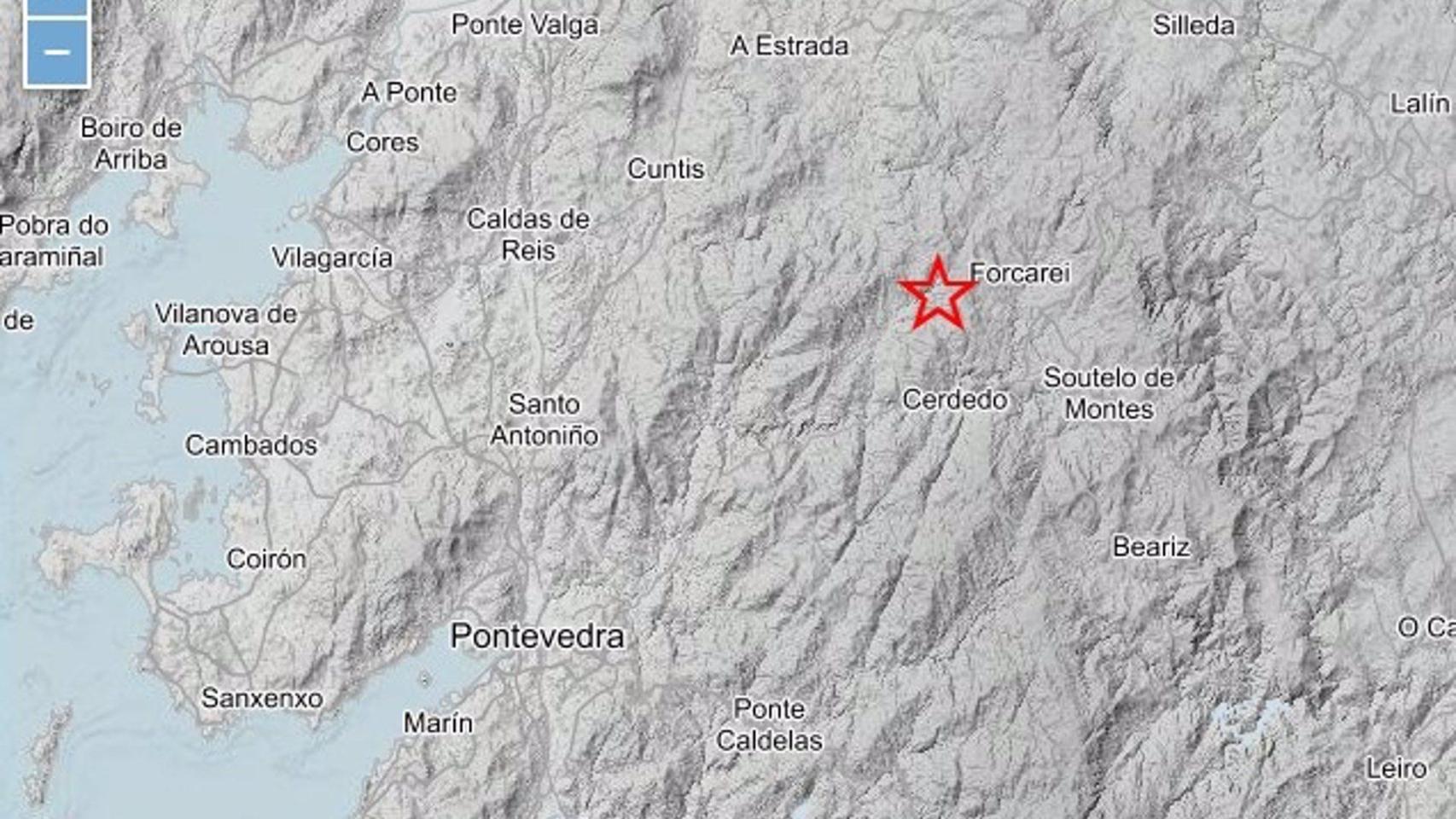 Registrado un terremoto de magnitud 2,9 en Forcarei (Pontevedra), el 6 de noviembre de 2024