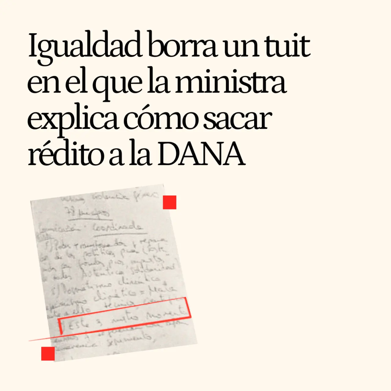 "Este es nuestro momento": Igualdad borra un tuit en el que la ministra explica a su equipo cómo sacar rédito a la DANA