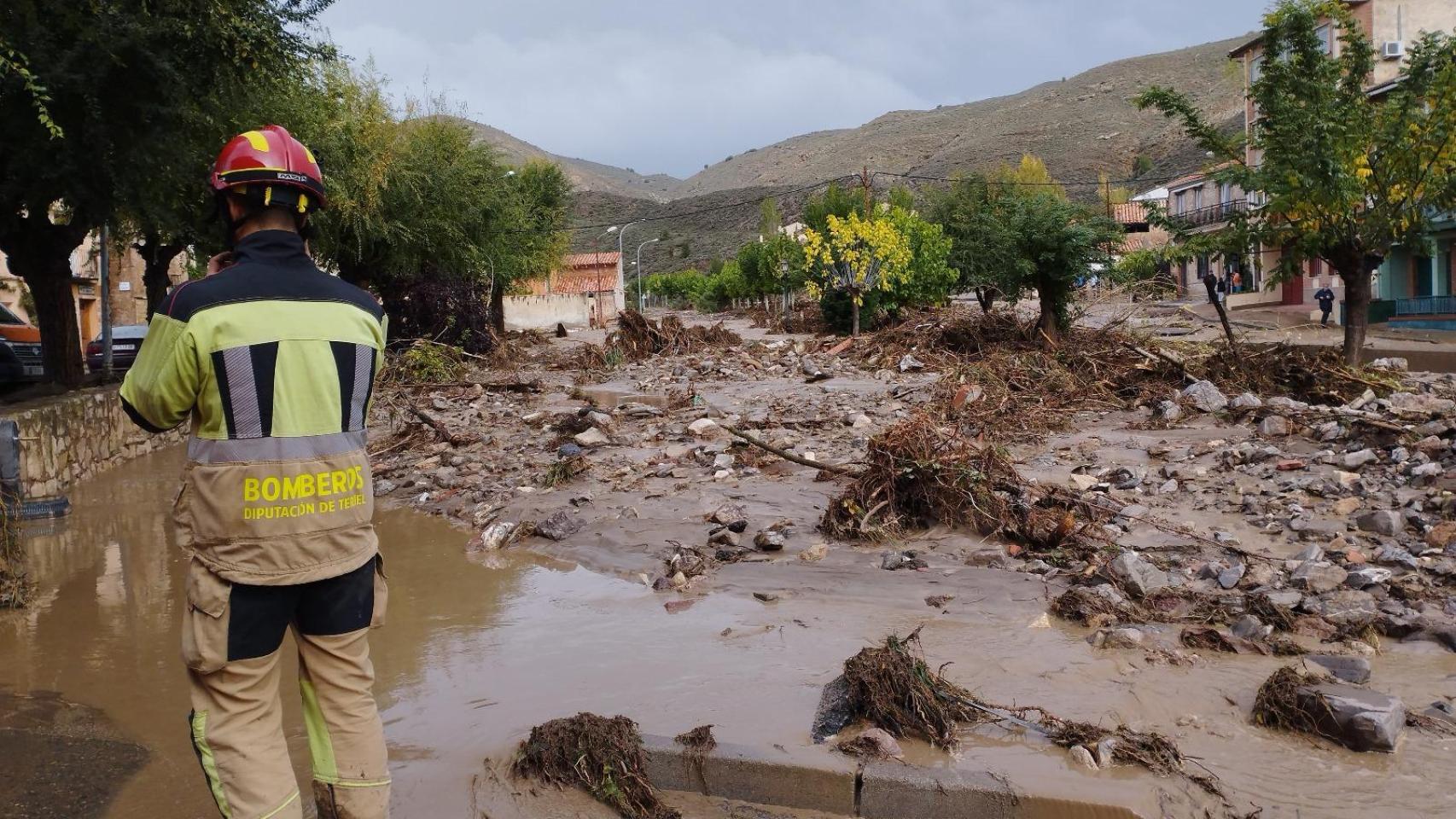 Las lluvias causaron auténticos estragos en municipios como Montalbán (Teruel).