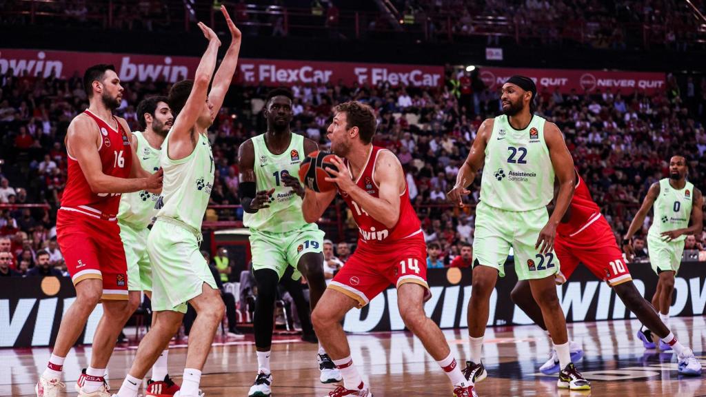 El Barça de basket, durante un partido de Euroliga contra Olympiacos