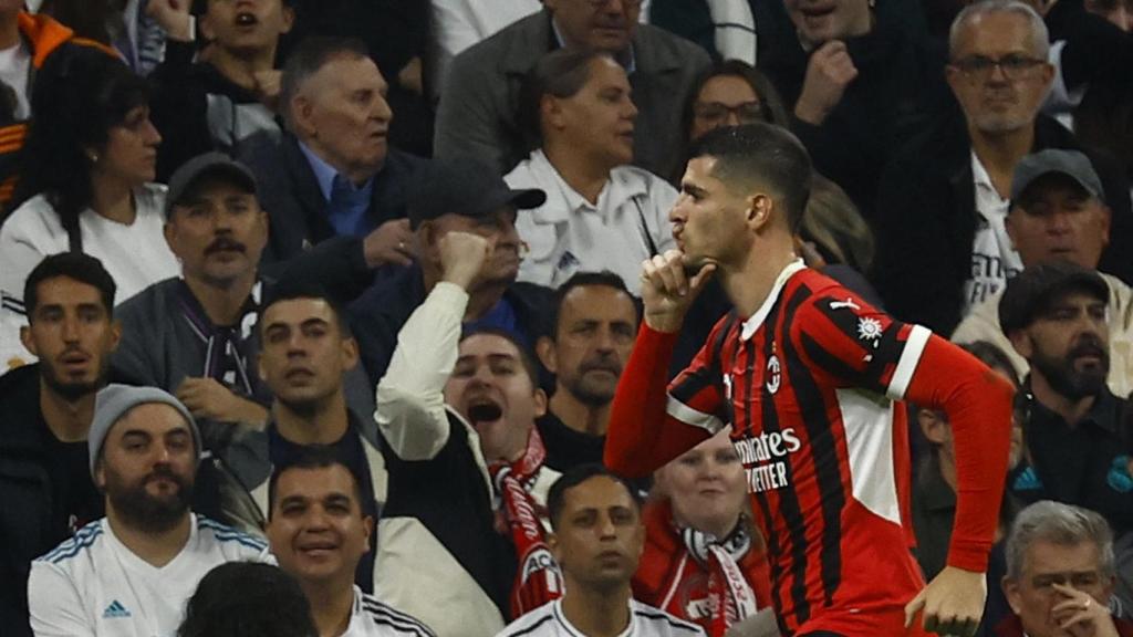 Álvaro Morata celebra el gol marcado ante el Real Madrid en el Santiago Bernabéu.