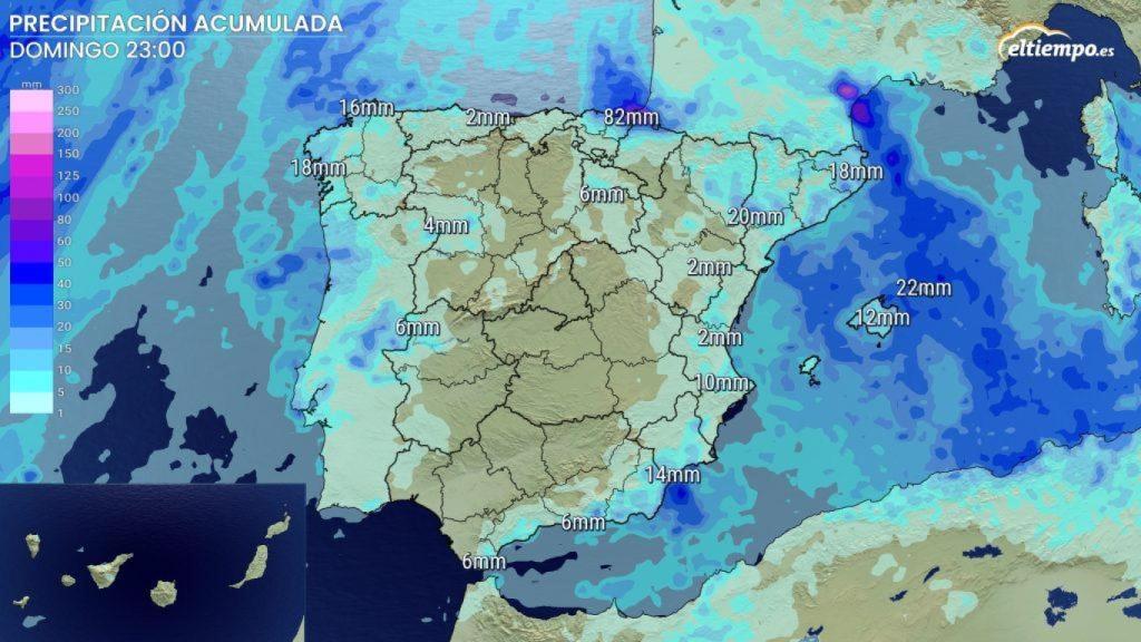 Acumulados previstos para la jornada del domingo