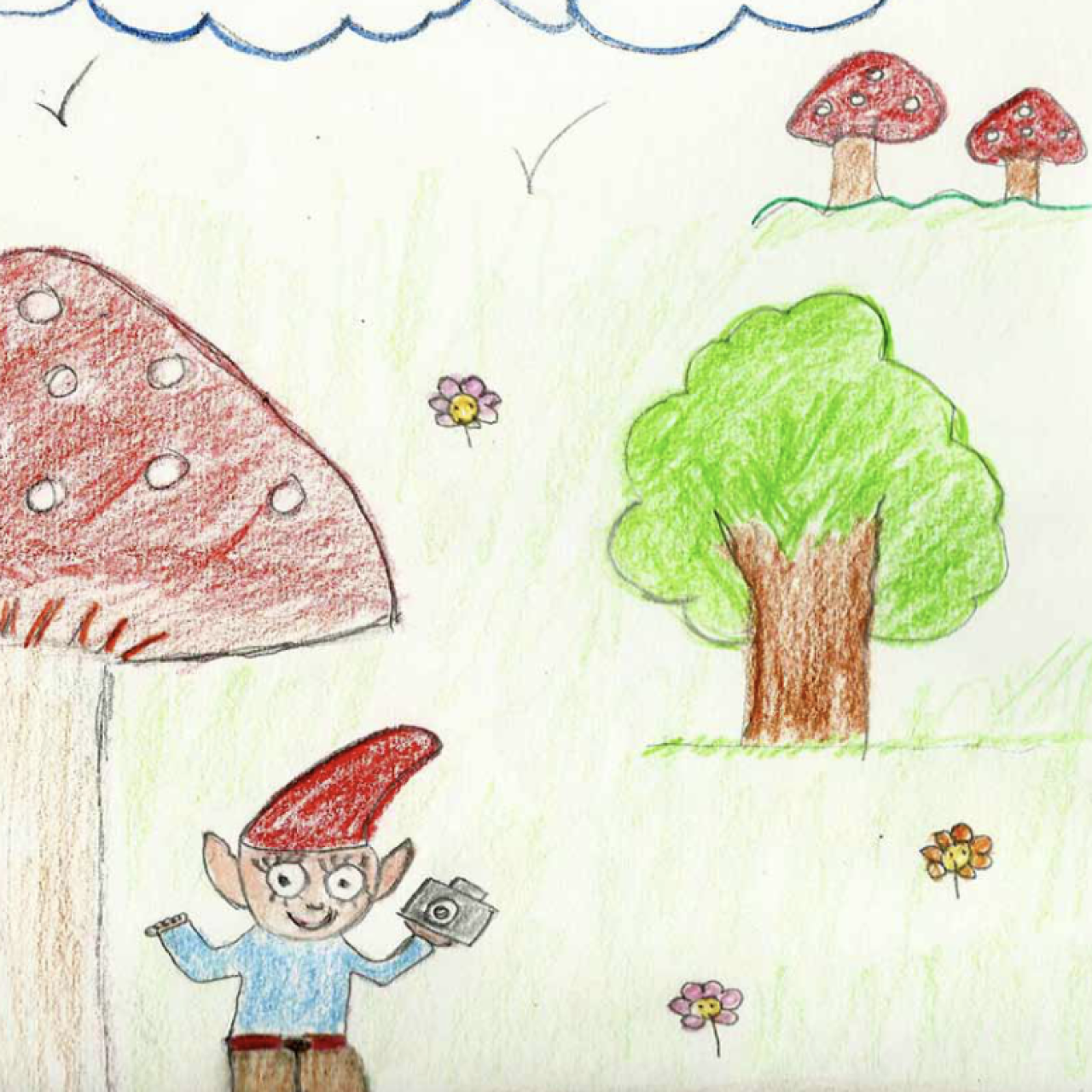 Dibujo de niños de la zona que participaron en el cuento de Montse.