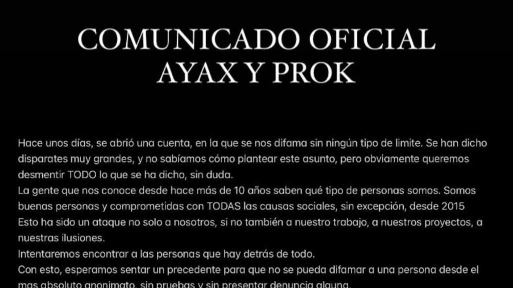 Comunicado de Ayax y Prok.