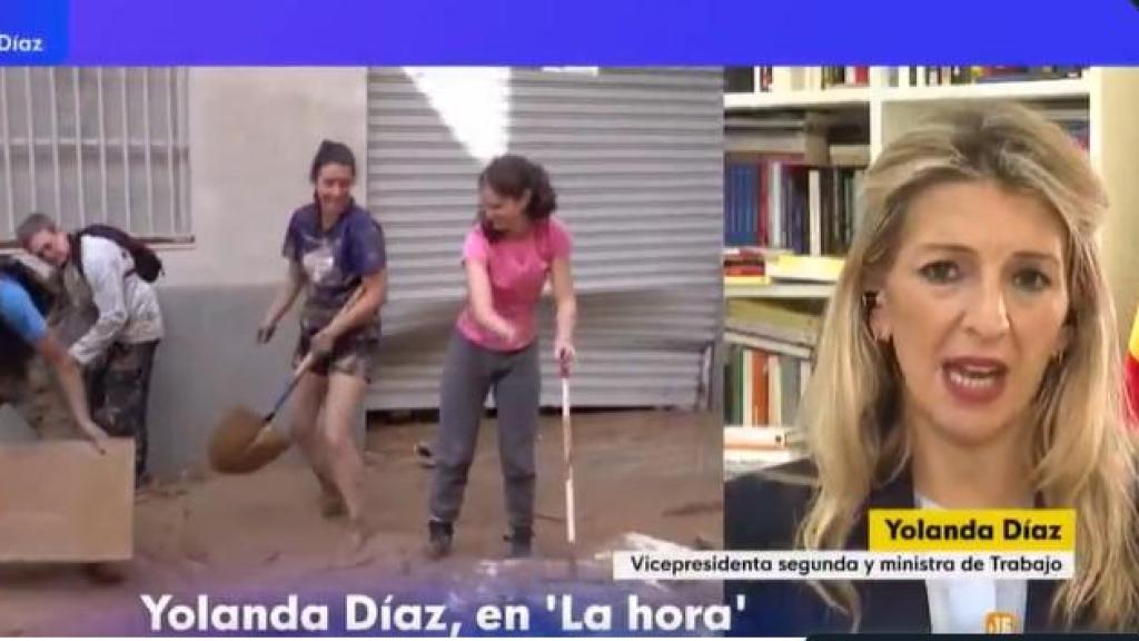 La vicepresidenta segunda y ministra de Trabajo y Economía Social, Yolanda Díaz, este viernes en 'La hora de La 1' de TVE.