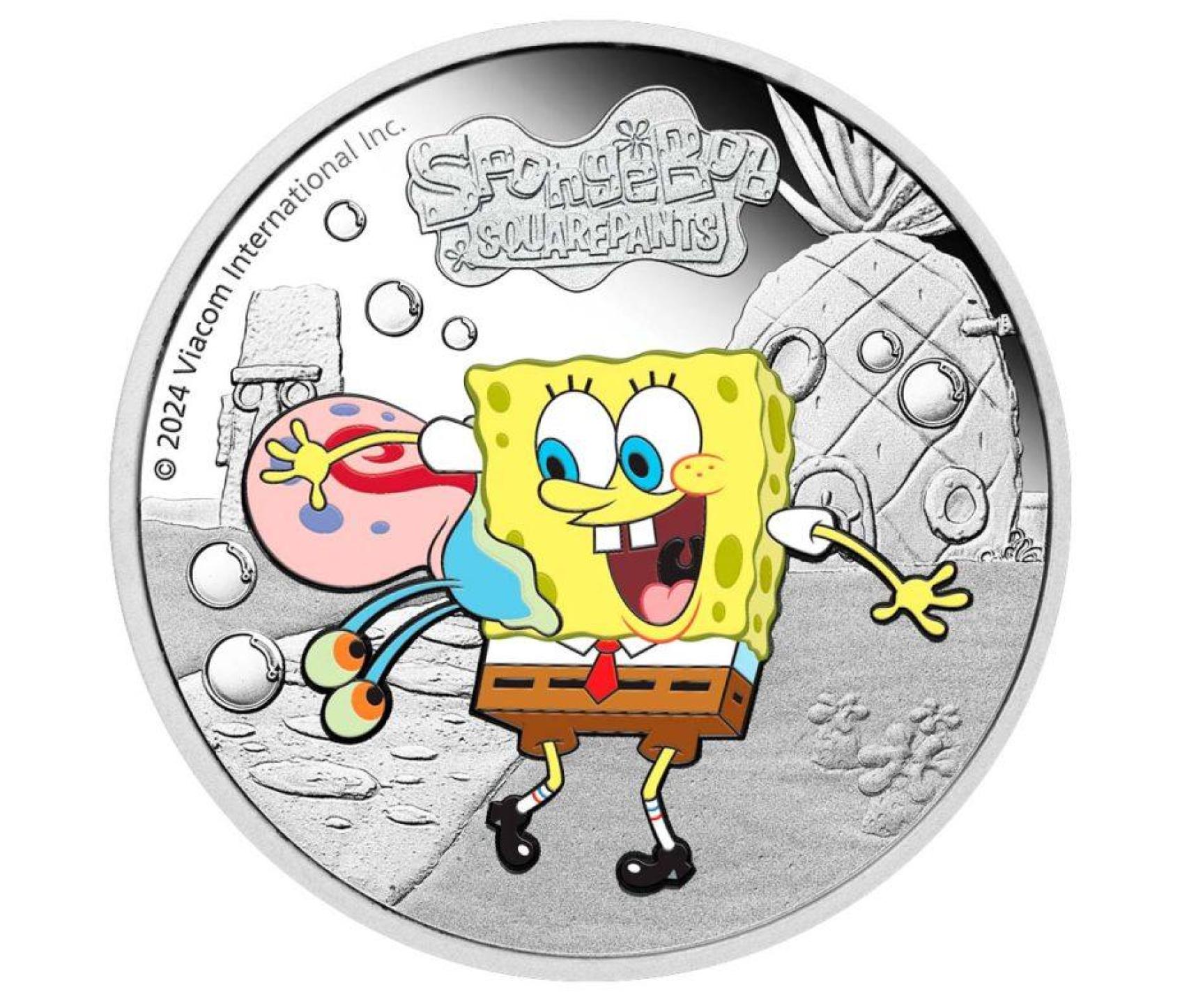 Moneda de plata de Bob Esponja.