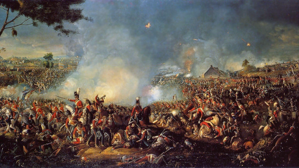 La batalla de Waterloo, óleo de William Sadler.