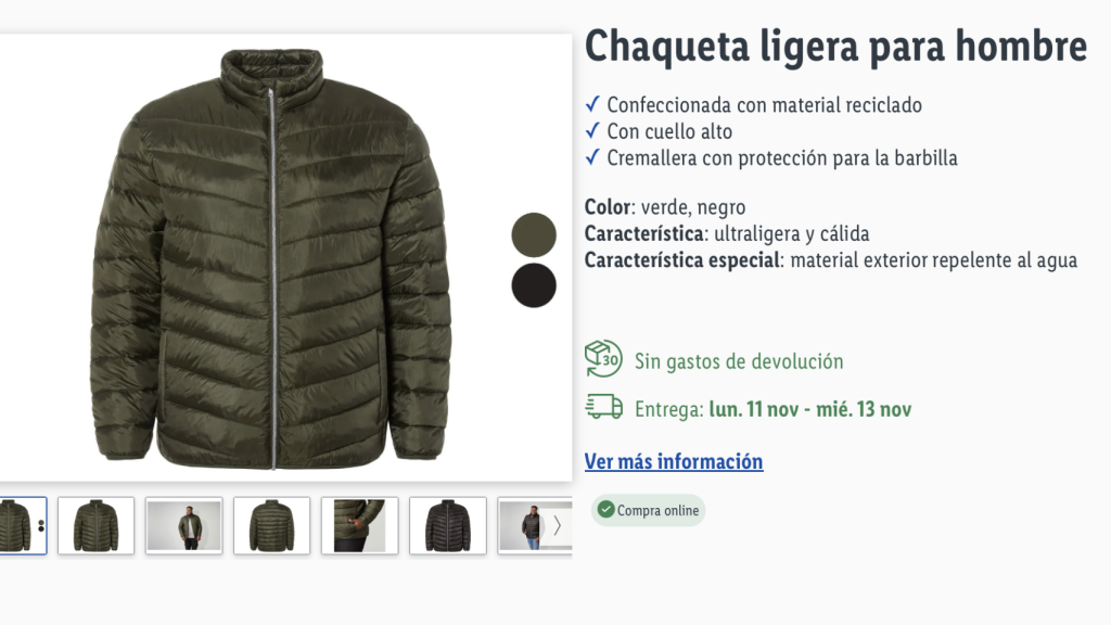 Chaqueta ligera para hombre.