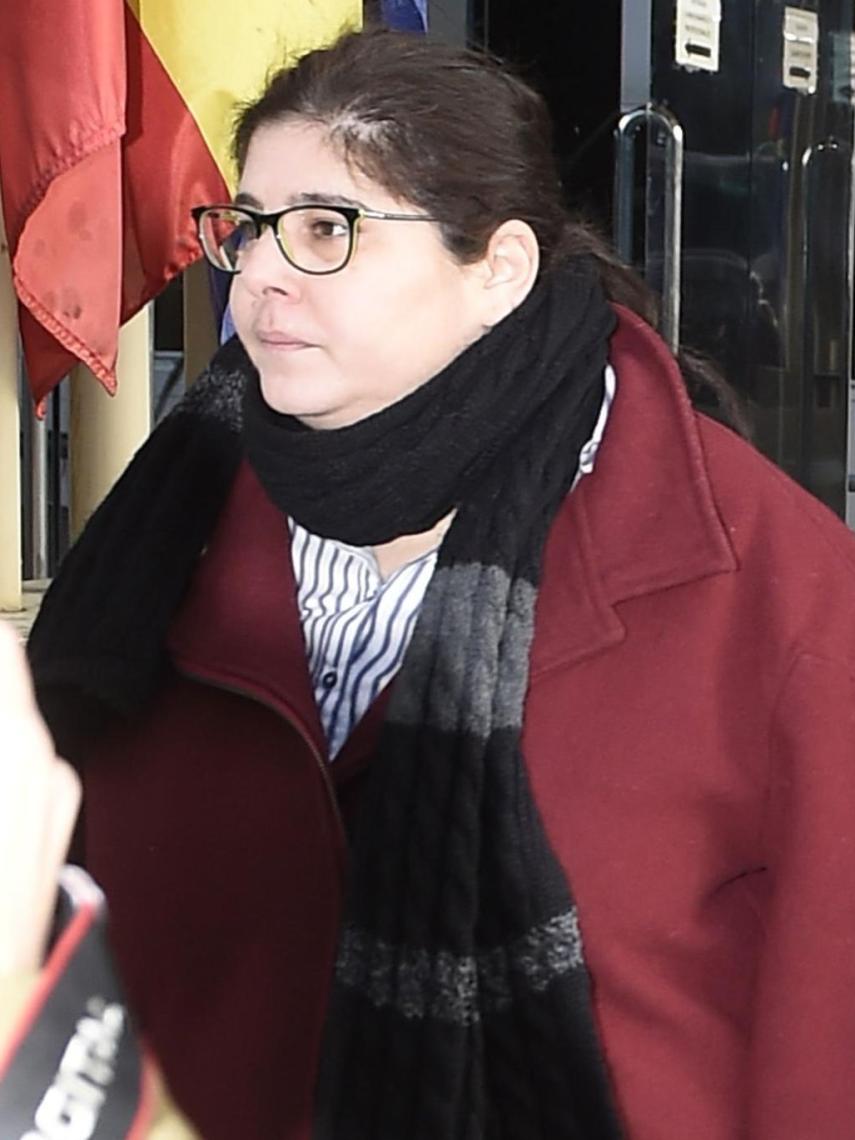 Thais Tous, saliendo de los tribunales, en 2017.