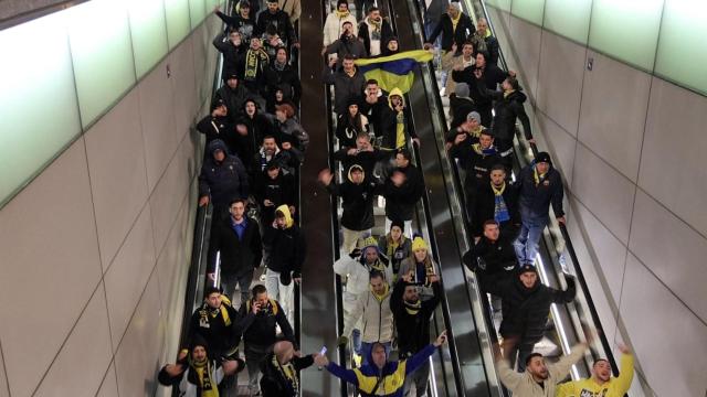 Los aficionados del Maccabi, en Ámsterdam.