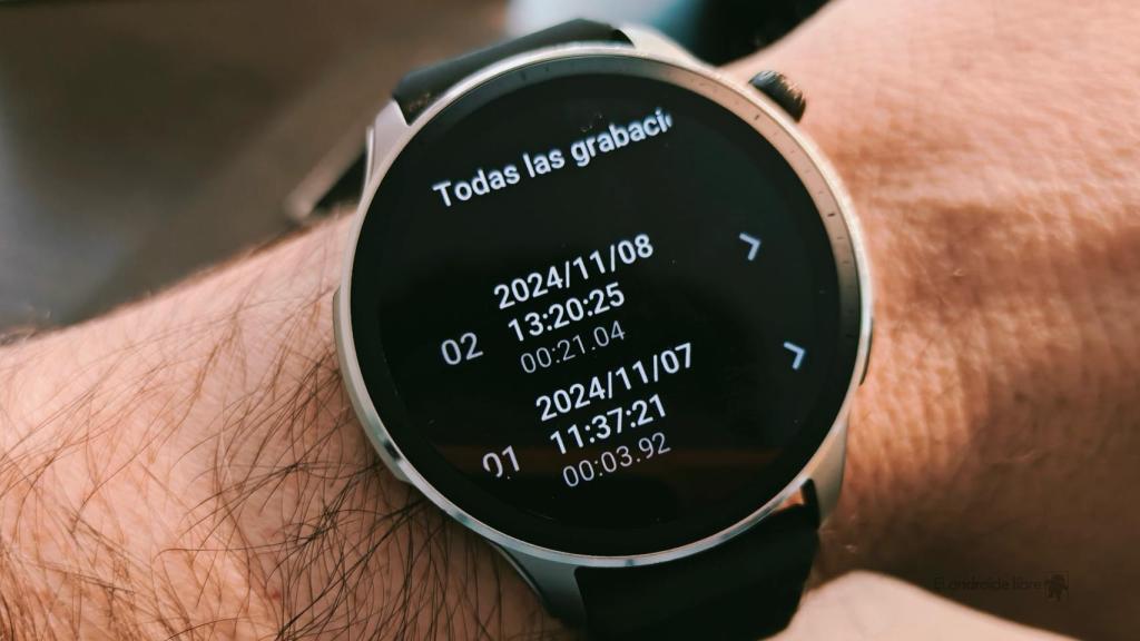 Memo de voz en un reloj de Amazfit