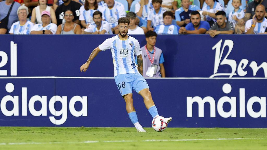 Dani Sánchez durante un partido con el Málaga CF en La Rosaleda