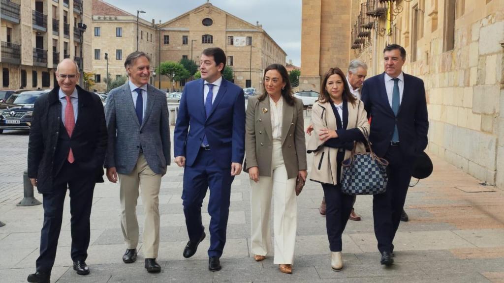 Mañueco, a su llegada a Salamanca