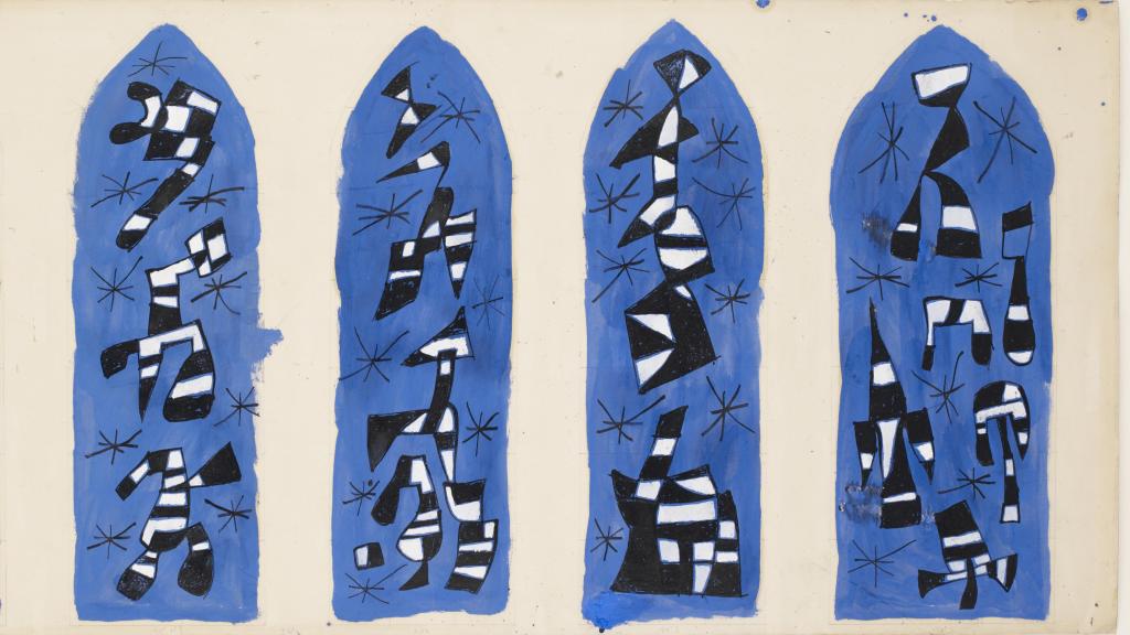 Joan Miró: Maqueta de cinco vidrieras de la Capilla Real de Saint Frambourg, Senlis, 1976. Foto: undación Joan Miró, Barcelona. Donación de Pilar Juncosa Successió Miró, 2024