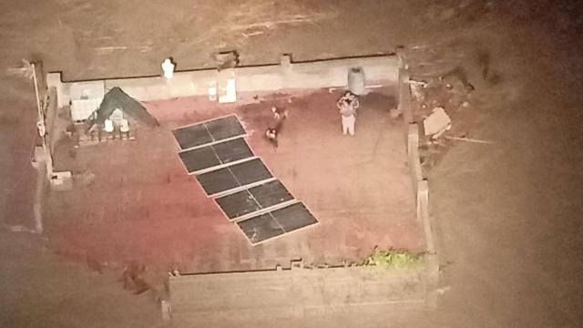 La vivienda, vista desde el helicóptero.