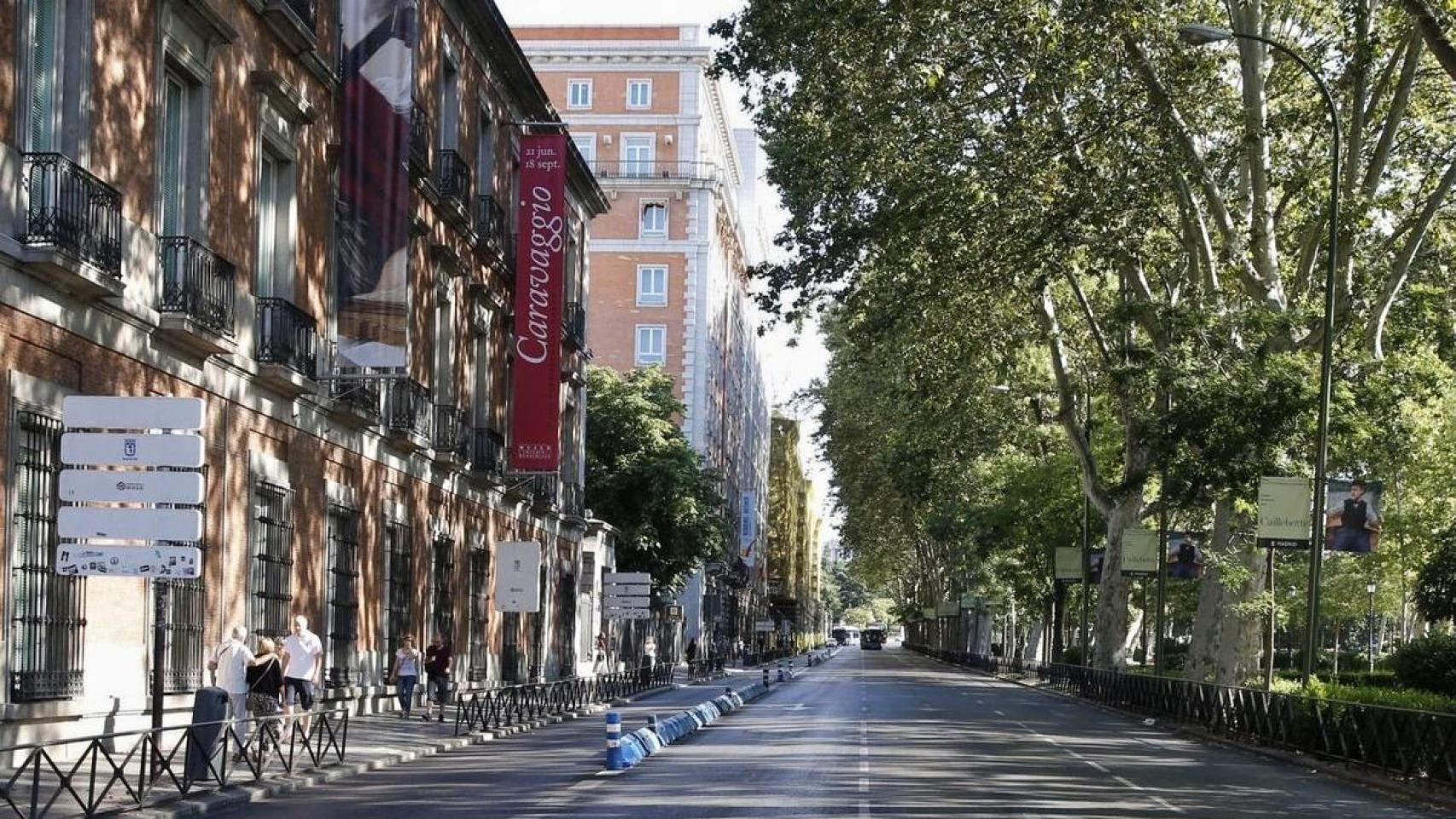 Paseo del Prado de Madrid, a la altura del Museo Thyssen-Bornemisza.